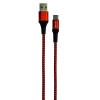 Cablu date grixx - usb-c to usb, impletit, lungime 3m - rosu/negru