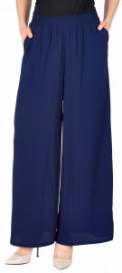 Pantaloni casual bleumarin largi cu talia elastica  827BM