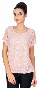 Bluza casual roz din dantela 1007R