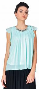 Bluza de ocazie bleu cu margele decolteu 15102B