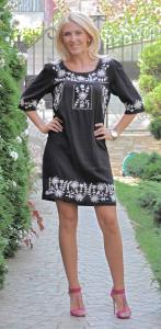 Rochie tunica neagra cu garnitura D6017