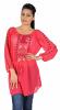 Bluza lunga ciclame cu broderie 3308c