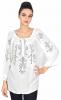 Bluza tunica alba lejera cu model brodat 7660a