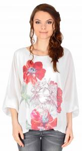 Bluza casual alba lejera cu imprimeu flori colorate Stela