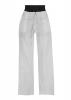 Pantaloni albi vara, material fibra naturala.