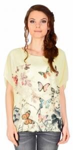 Bluza casual galbena lejera cu imprimeu fluturi colorati Loyale