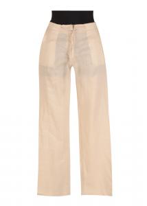 Pantaloni bej vara, material fibra naturala.