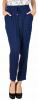 Pantaloni casual bleumarin cu talia elastica  hf714