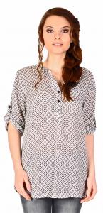 Bluza casual alba cu imprimeu patrate D909