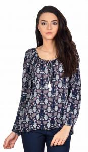 Bluza casual bleumarin subtire cu imprimeu abstract 930BM