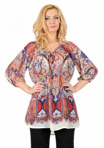 Bluza rosie cu imprimeu colorat 801