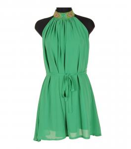 Rochie verde cu aplicatii.