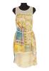 Rochie galbena colorata, model coada de randunica.