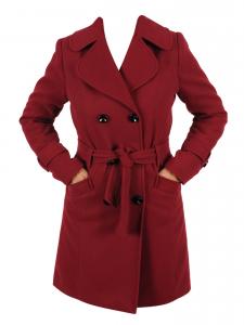 Palton dama grena EDG cu lana