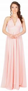 Rochie de ocazie roz lunga cu bust plisat R1254R