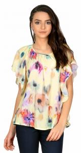 Bluza casual galbena cu flori si volane W143G