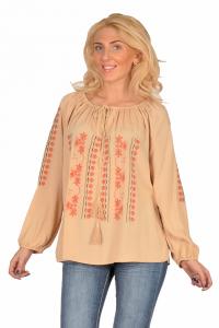 Bluza bej cu broderie FE067B