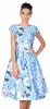 Rochie de ocazie bleu midi cu flori imprimate W2132B