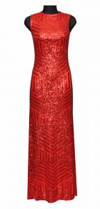 Rochie lunga rosie cu paiete R1200R