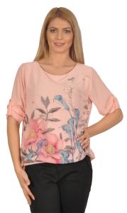 Bluza roz cu flori colorate 4632R