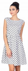 Rochie casual alba bumbac cu buline 11958A