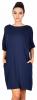 Rochie casual bleumarin din bumbac cu buzunare 61183BM