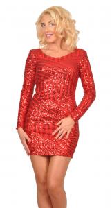 Rochie rosie scurta cu paiete R1213R