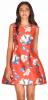 Rochie de ocazie rosie model clos cu flori W2031-1R