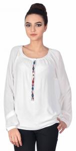 Bluza ie casual alba cu model brodat M5004A