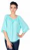 Bluza casual bleu bumbac cu ciucuri F3820B