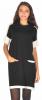 Rochie casual neagra tricot cu buzunare ls1078n