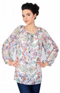 Bluza casual alba lejera cu flori colorate 8H556