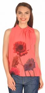 Bluza corai cu funda si flori 4201C