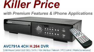 Sistem de inregistrare Video stand-alone AVTech AVC791A DVR H.264 4 canale pentru supraveghere