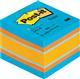 Notite adezive adezive Post-it cub, 400 file/cub,  albastru - galben - albastru inchis -  galben - a