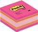 Notite adezive Post-it cub, 450 file/buc, culori vii, fucsia - violet neon oranj - roz paste -  oran