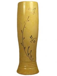 Vaza decorativa din ceramica, de culoare galbena