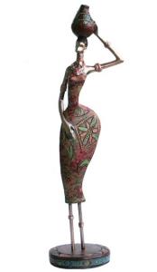 Statueta fetita africana cu vas