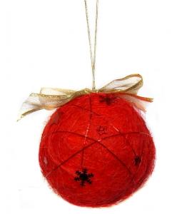 Glob sisal rosu - ornament Craciun handmade