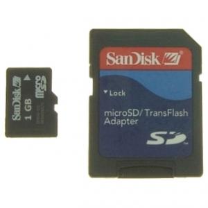Card memorie SanDisk microSD 1GB cu Adaptor SD