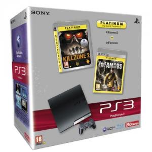 Consola PlayStation 3 Slim 250GB Black + joc Infamous+ joc Killzone 2