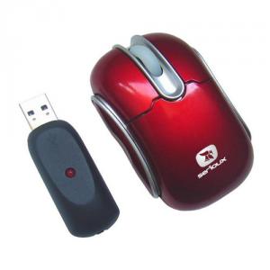 Mouse USB wireless radio, optic, Serioux DRAGO, red, blister