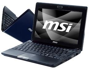 Mni Laptop MSI Wind U123-010EU Intel Atom N280 1.66GHz, 1GB, 160GB, Windows XP Home, Blue