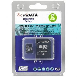 2GB MicroSDb" Card, adaptor SD inclus
