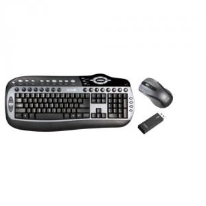 Kit Tastatura&amp;Mouse Delux wireless, tastatura Office&amp;Multimedia, Blue/Black, super design, mouse laser 1200dpi, mini USB receiver, DLK-8000GO+M315GL