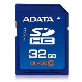 Secure Digital Card 32GB, Class 6, SDHC, Speedy, A-Data, bliste