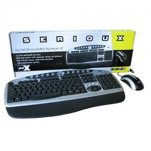 Set PS/2 Serioux, tastatura mmedia cu palmrest + mouse optic, black &amp; silve