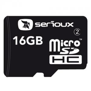 Card microSDHC 16GB SERIOUX, cu adaptor SDHC, class 2