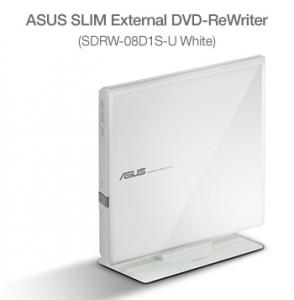 Unitate optica ASUS SDRW-08D1S-U/WHITE, DVD-R 8X, External DVD-RW USB 2.0, Slim Drive White