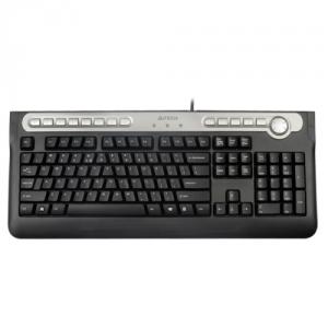 A4Tech KBS-20MU, ANTI-RSI Multimedia Keyboard, USB 2.0 port, Mic & Headset jack, PS2 (Silver/Black) (US layout)